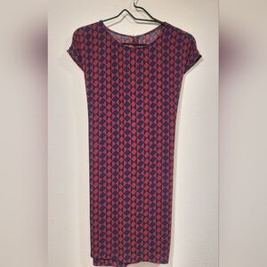 Forever 21 Geometric Patterned Dress Red Blue Sz Large
